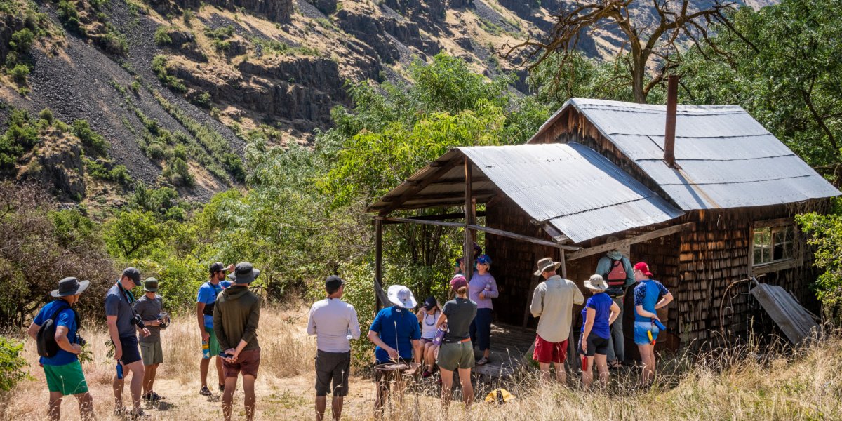 ROW guides lead guests on a tour of a pioneer homestead along the Snake River in Idaho. 