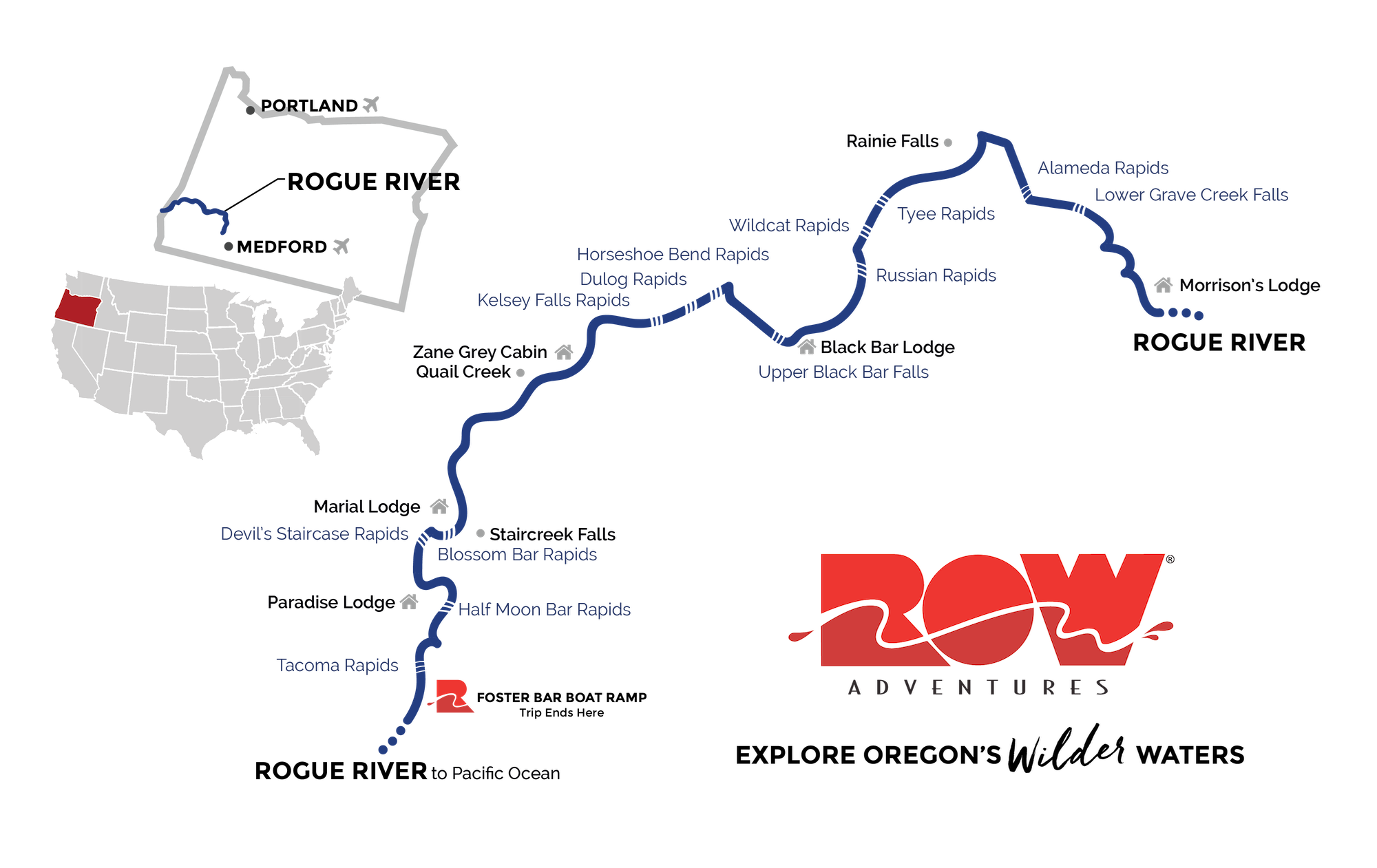 Rogue River Rafting Map 