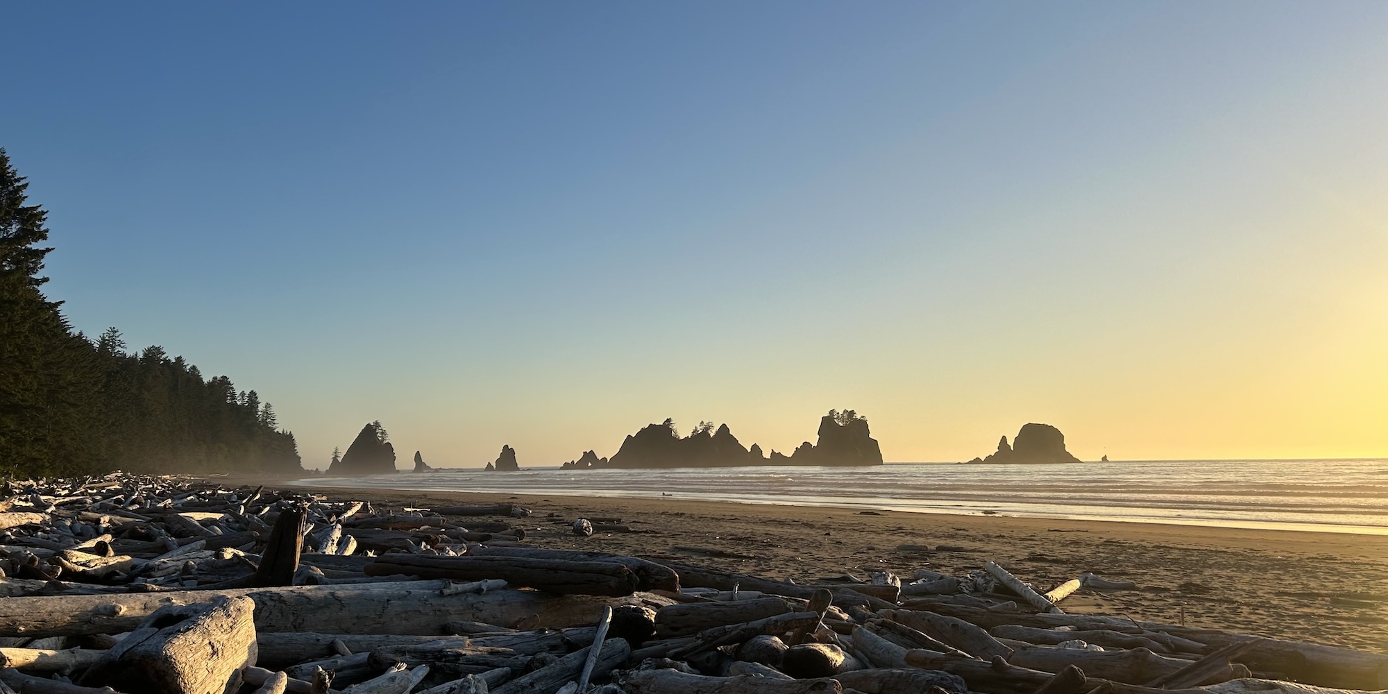 Sunset at Shi Shi beach on the Olympic Peninsula in Washington State.
